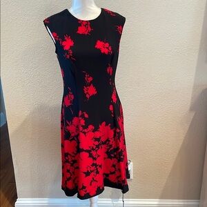 Black and Red Sheath Midi Dress for Cocktail Events